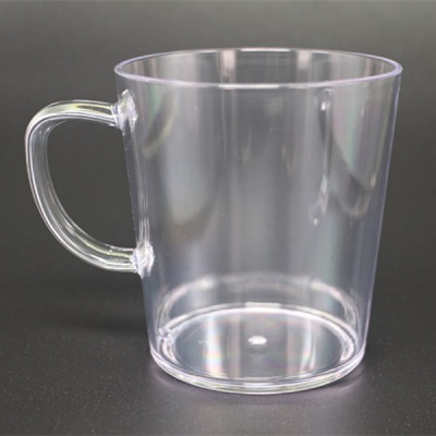 Food grade SAN injection molding cup plastic drinkware with handle reusable 12oz plastic beer mug