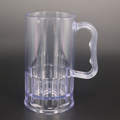 Reusable hot selling acrylic water cup 11oz mug with handle logo printed plastic beer mug 